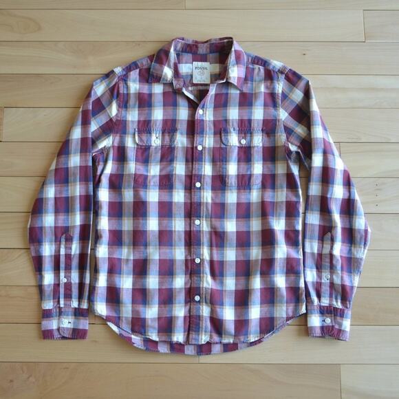 Fossil 54 Button Down Shirt Plaid Size S - Picture 1 of 4